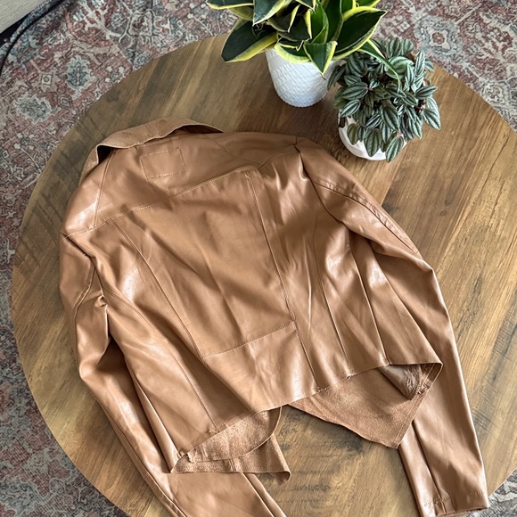 Ookie lala Nordstrom Tan faux Leather Jacket XS - Picture 7 of 9